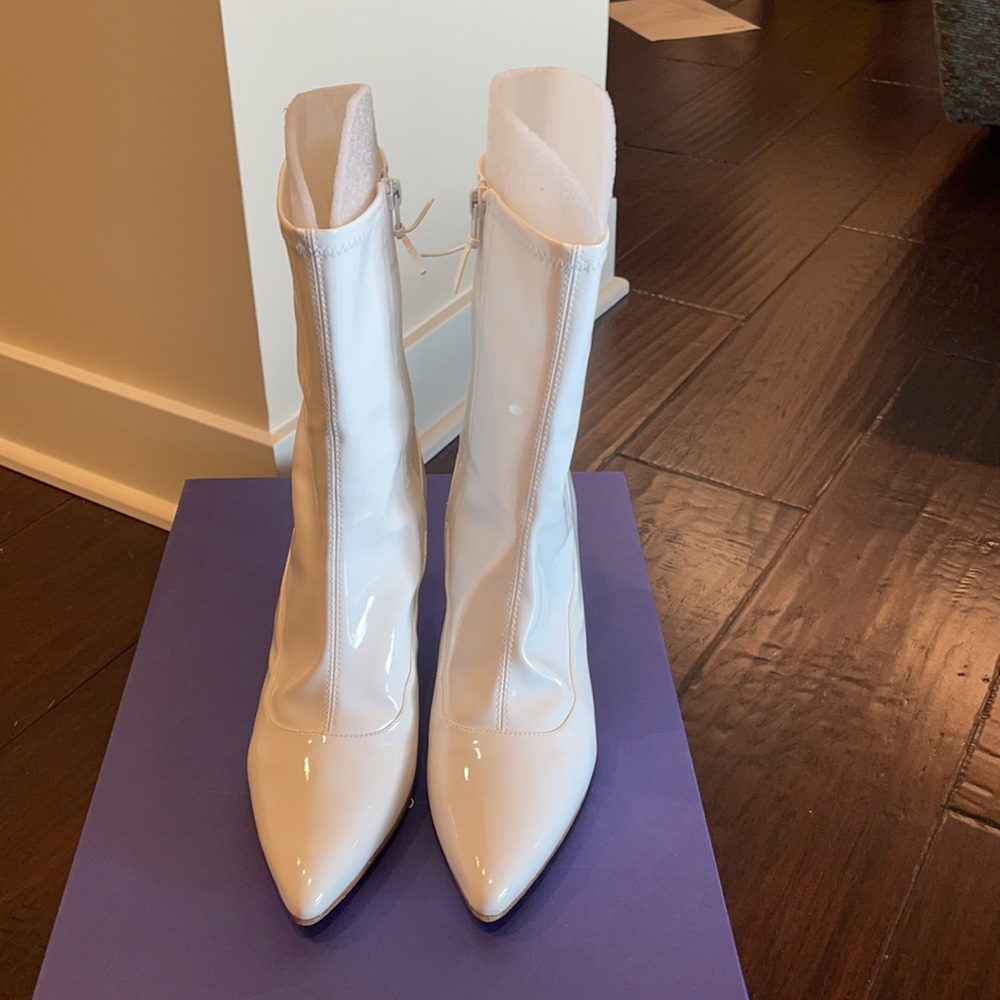 Worn once. Stuart Weitzman clingy boot in white. - Picture 4 of 10